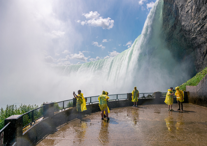 view Niagara Falls from behind
